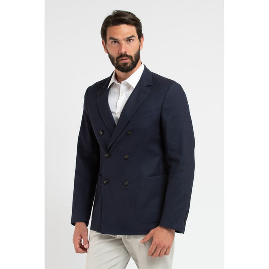 Trussardi Blue Virgin Wool Men Blazer