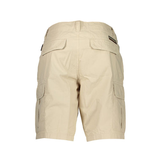 Napapijri Beige Embroidered Bermuda Shorts with Pockets