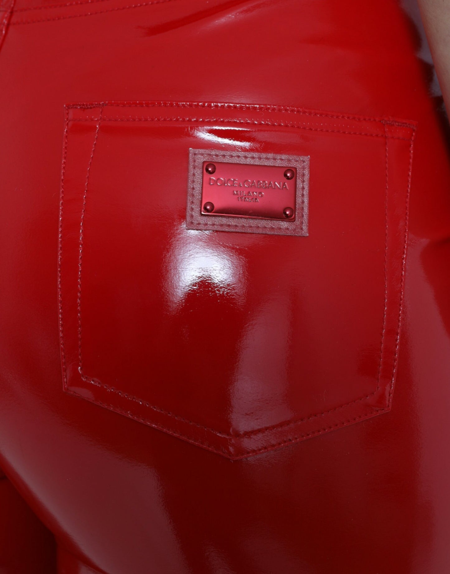 Dolce & Gabbana Shiny Red High Waist Skinny Pants