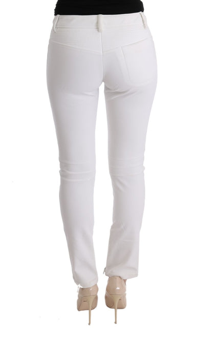 Ermanno Scervino Chic White Slim Fit Cotton Trousers