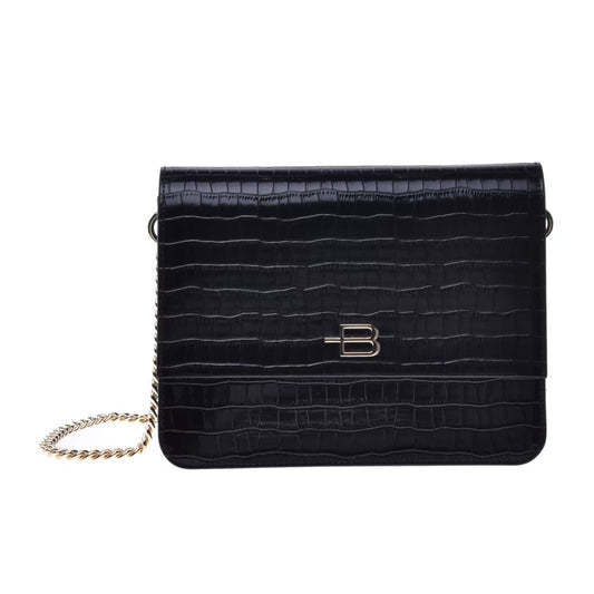 Baldinini Trend Black Calfskin Women Crossbody Bag