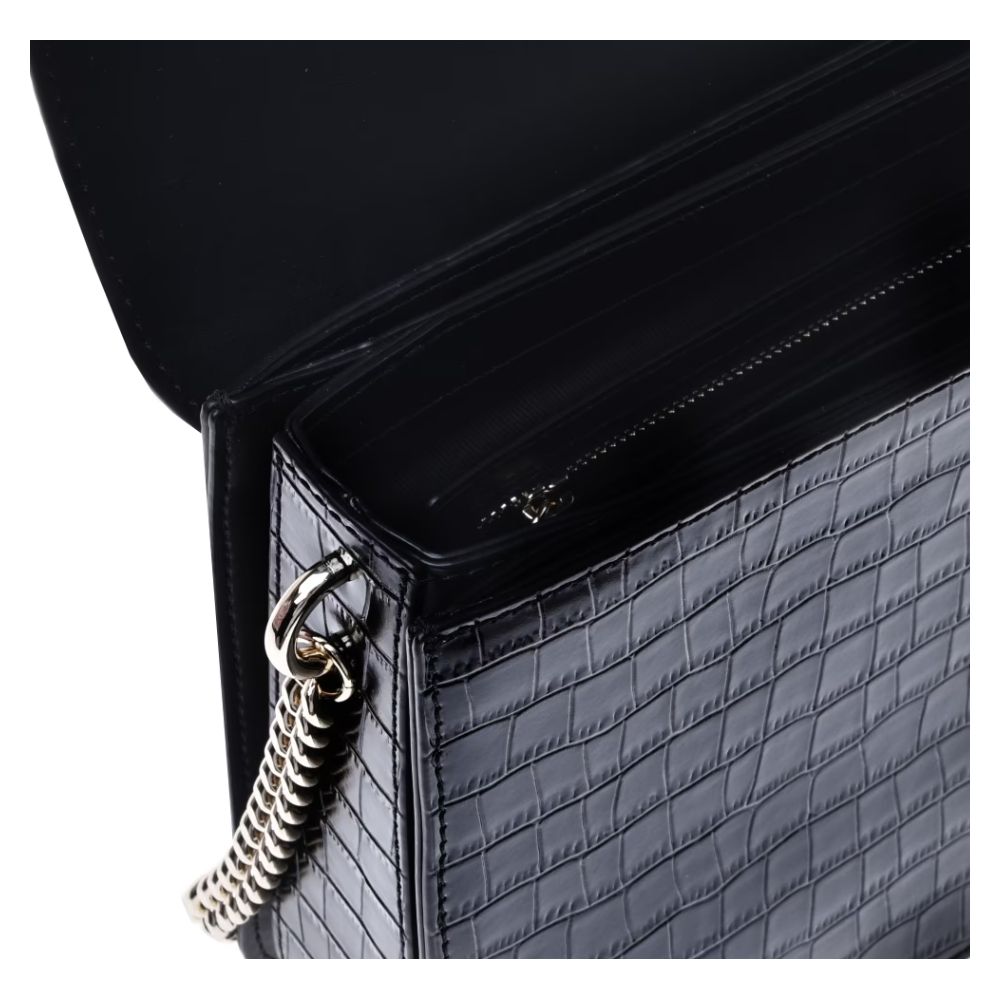 Baldinini Trend Black Calfskin Women Crossbody Bag