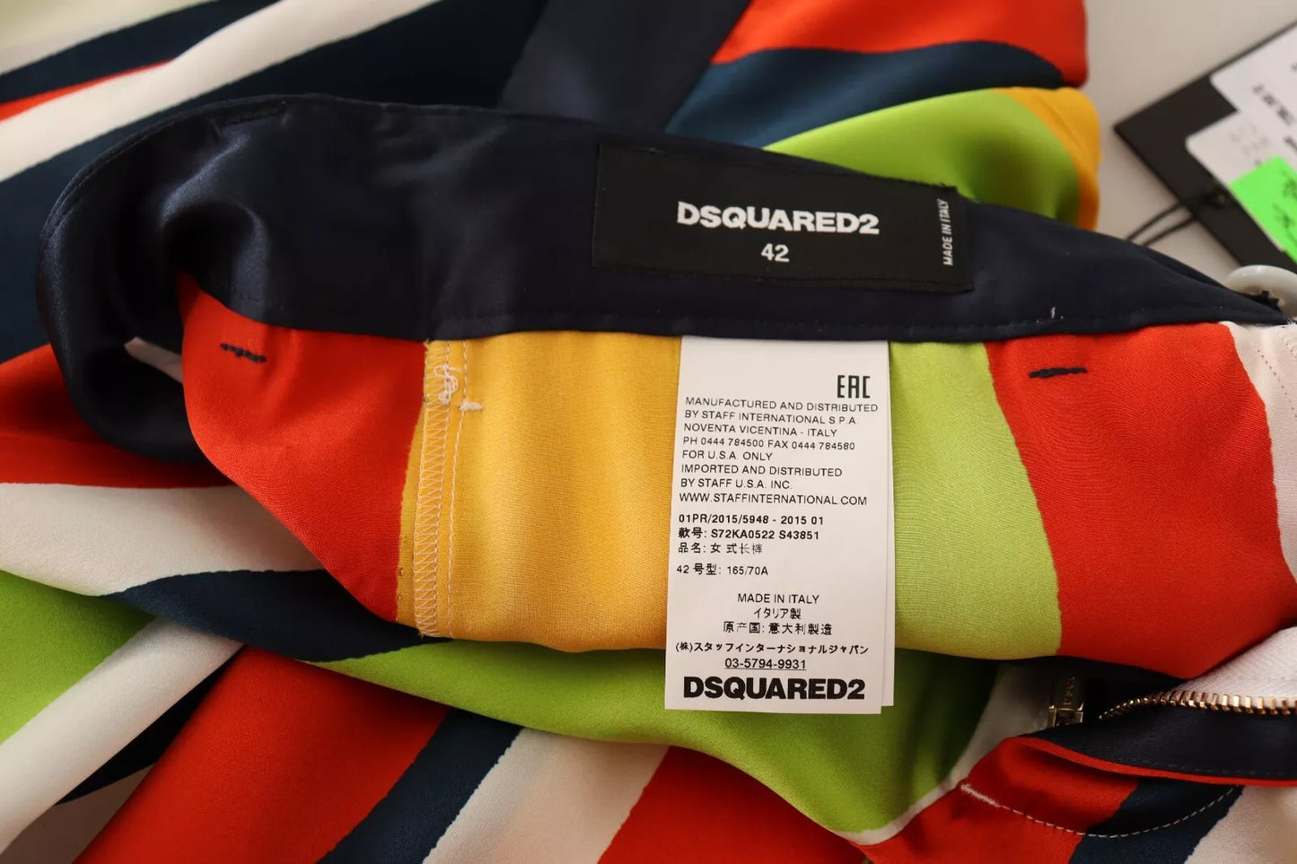 Dsquared² Multicolor Striped Mid Waist Straight Pants