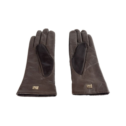 Cavalli Class Brown Cowhide Women Glove