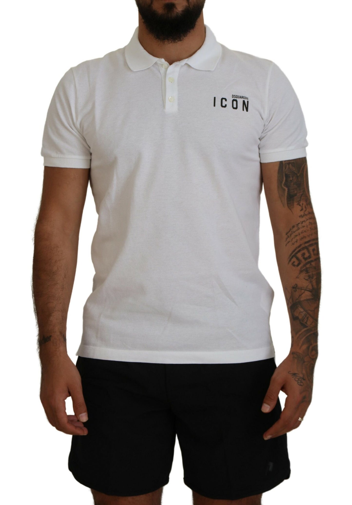 Dsquared² White Cotton Short Sleeves Collared T-shirt