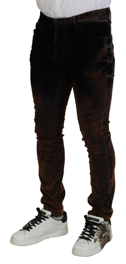 Dsquared² Brown Washed Cotton Skinny Casual Denim Jeans