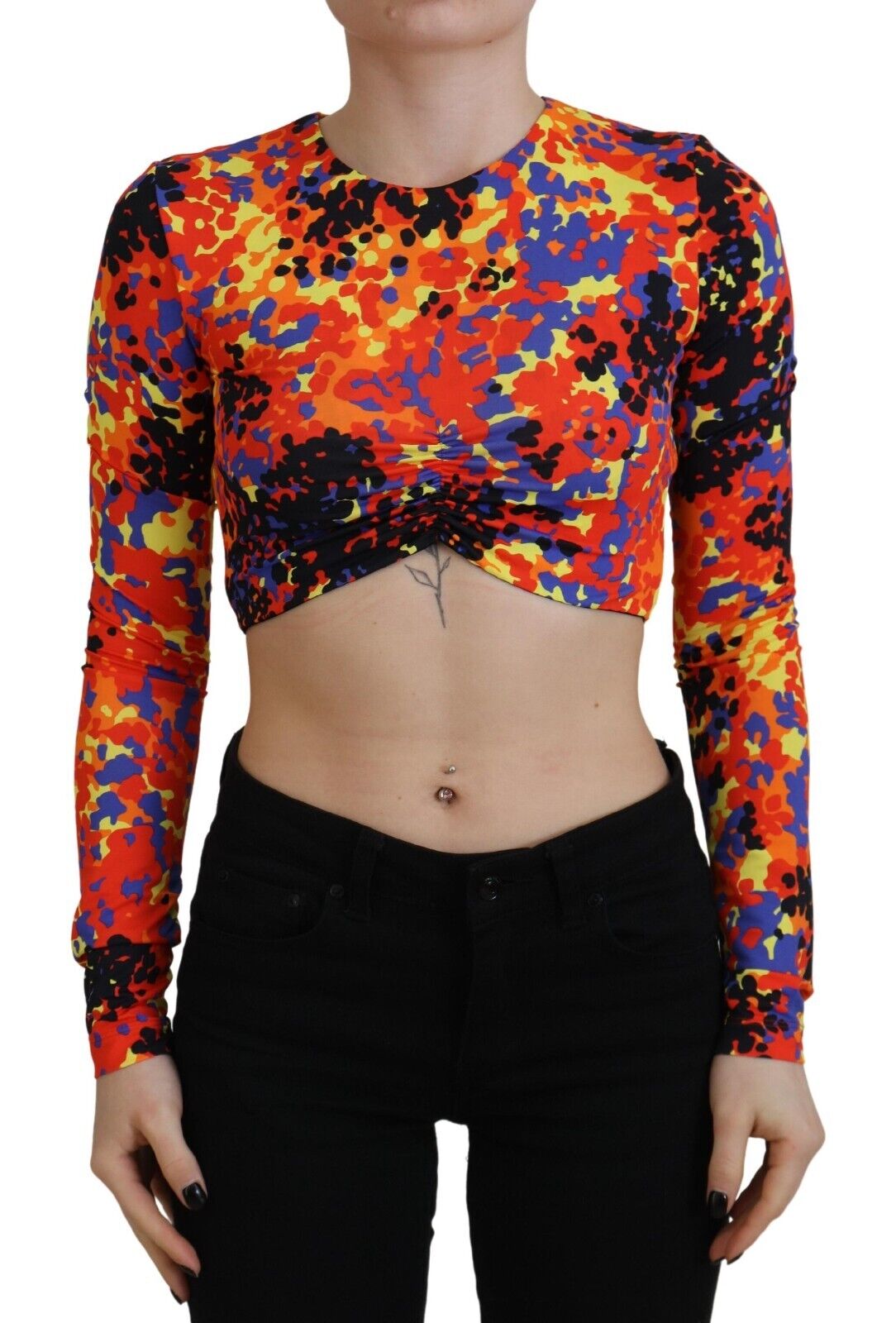 Dsquared² Multicolor Cami Long Sleeves Cropped Blouse Top