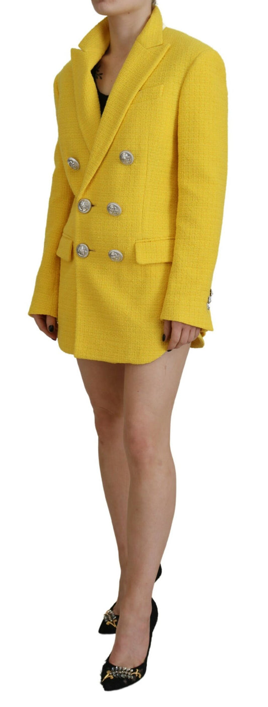 Dsquared² Yellow Peak Double Breasted Suit Blazer Short Set