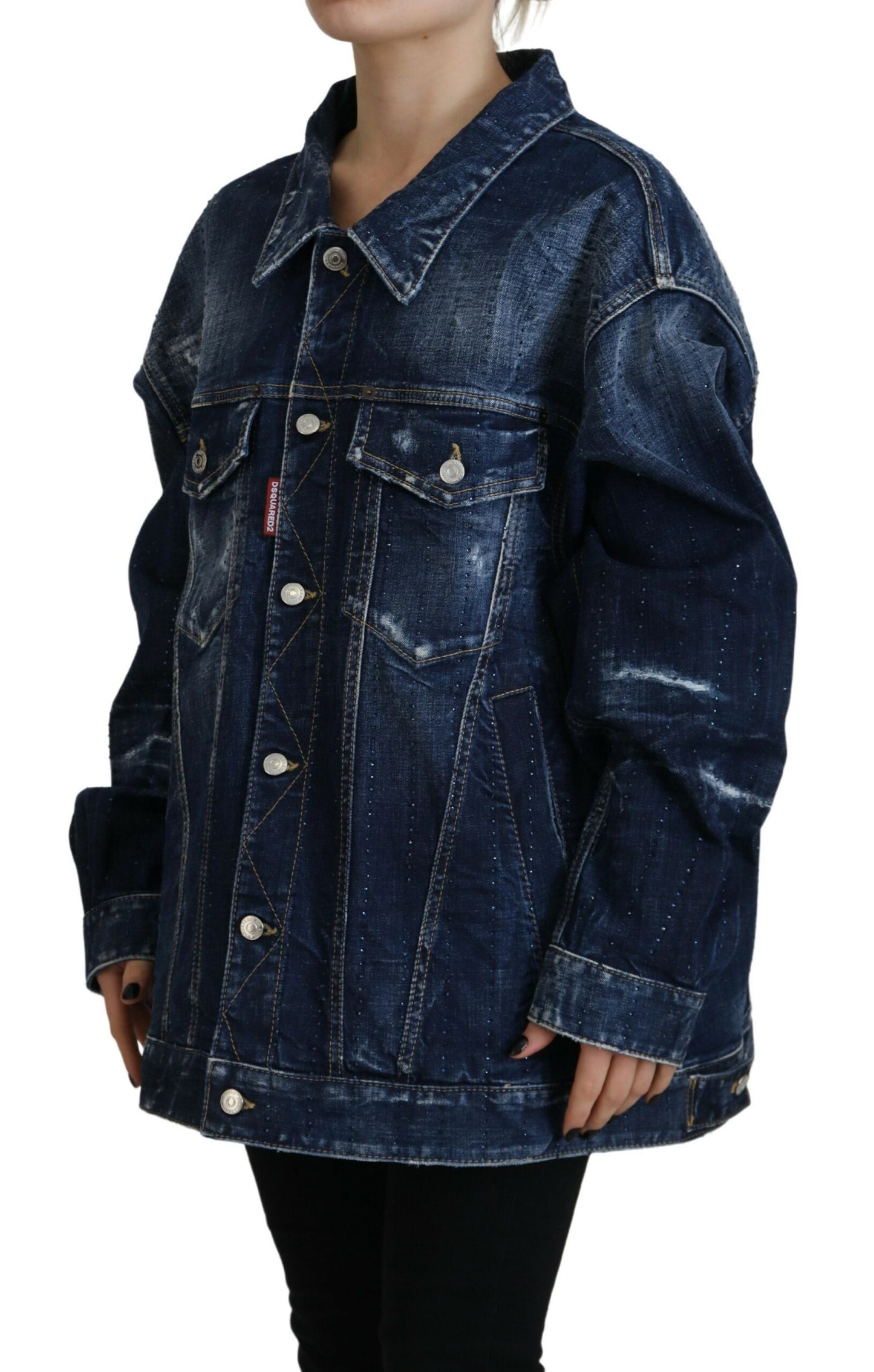 Dsquared² Blue Distressed Collared Denim Jacket