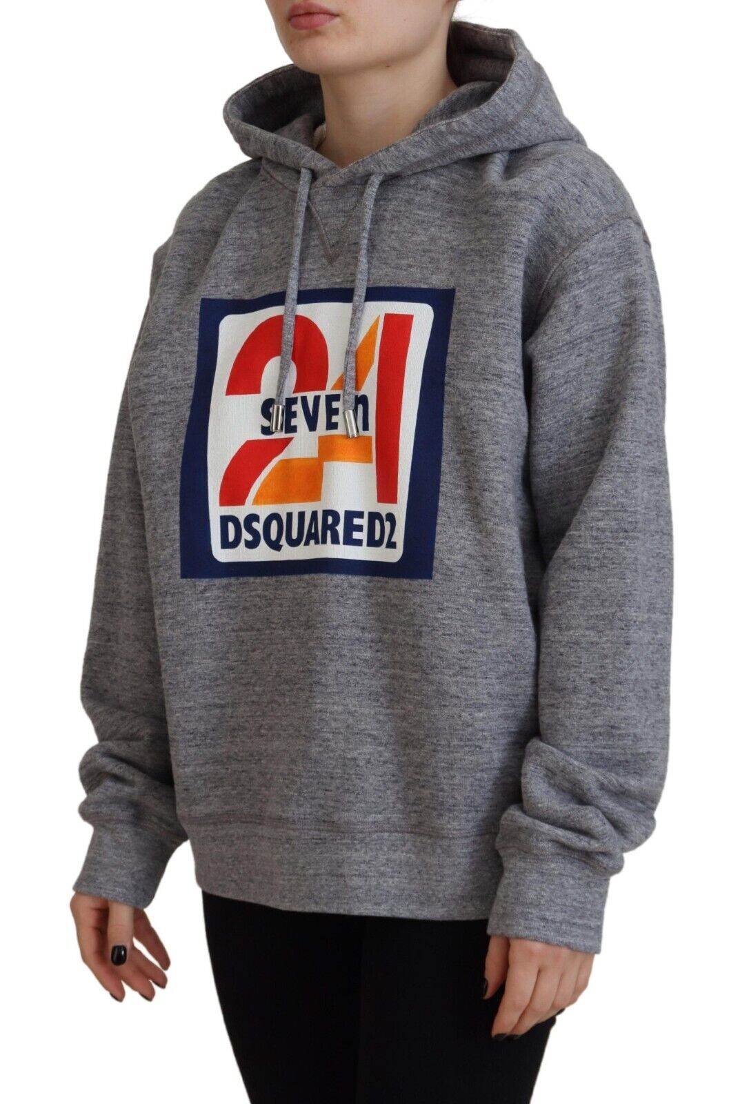 Dsquared² Gray Logo Print Cotton Hoodie Sweatshirt Sweater