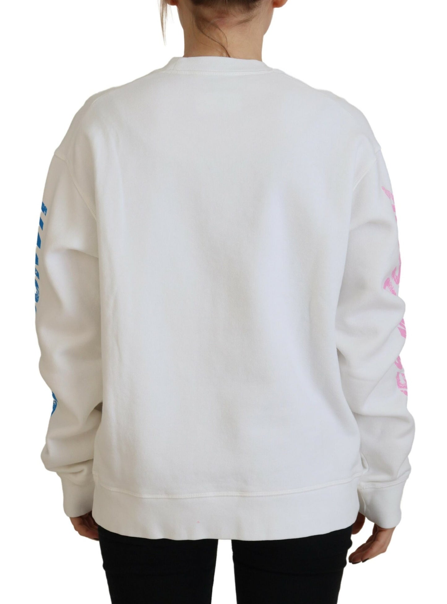 Dsquared² White Cotton Printed Women Long Sleeve Sweater