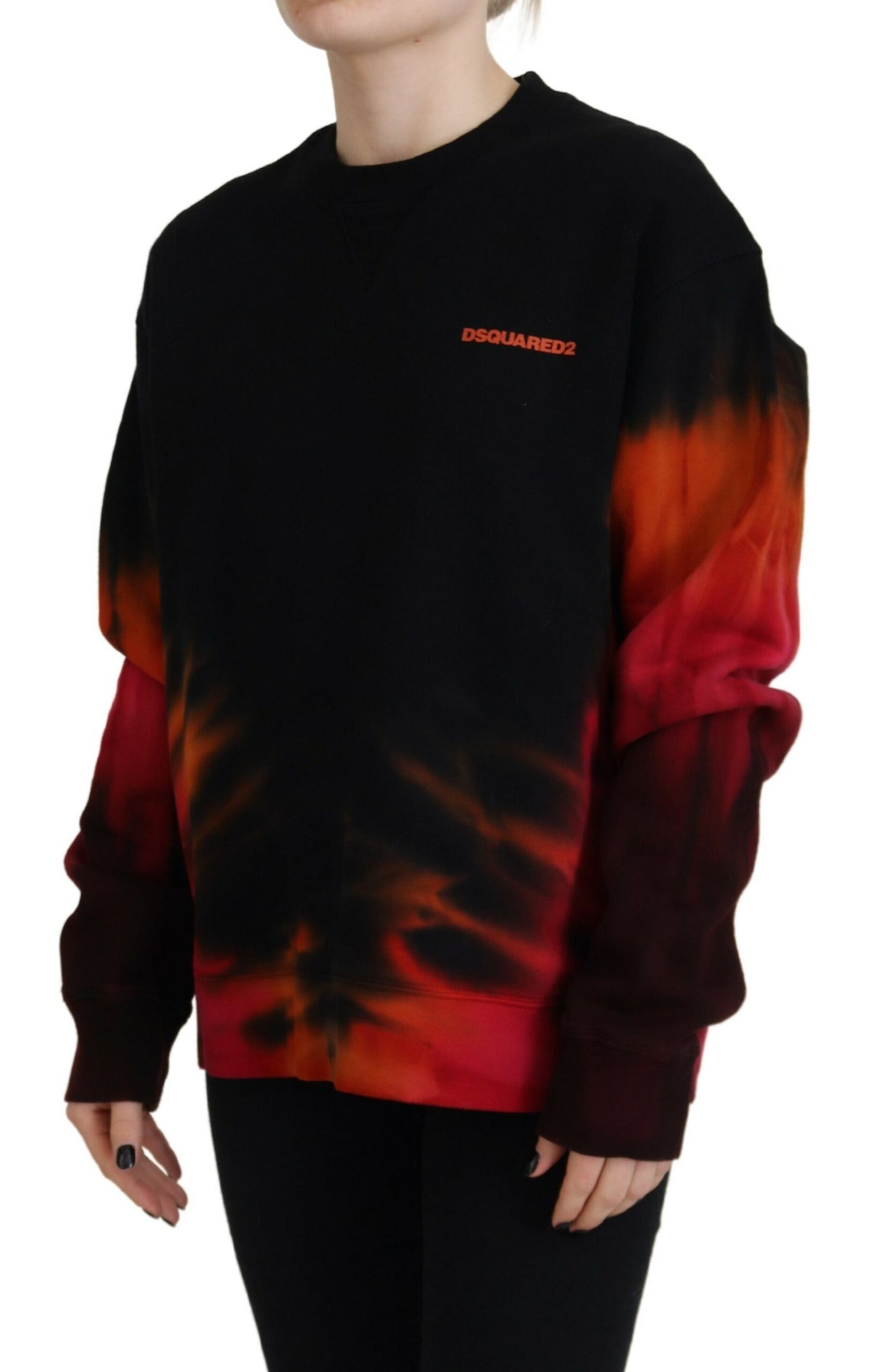 Dsquared² Black Tie Dye Logo Print Women Long Sleeve Sweater