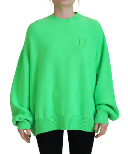 Dsquared² Green Logo Embroidery Women Long Sleeve Sweater