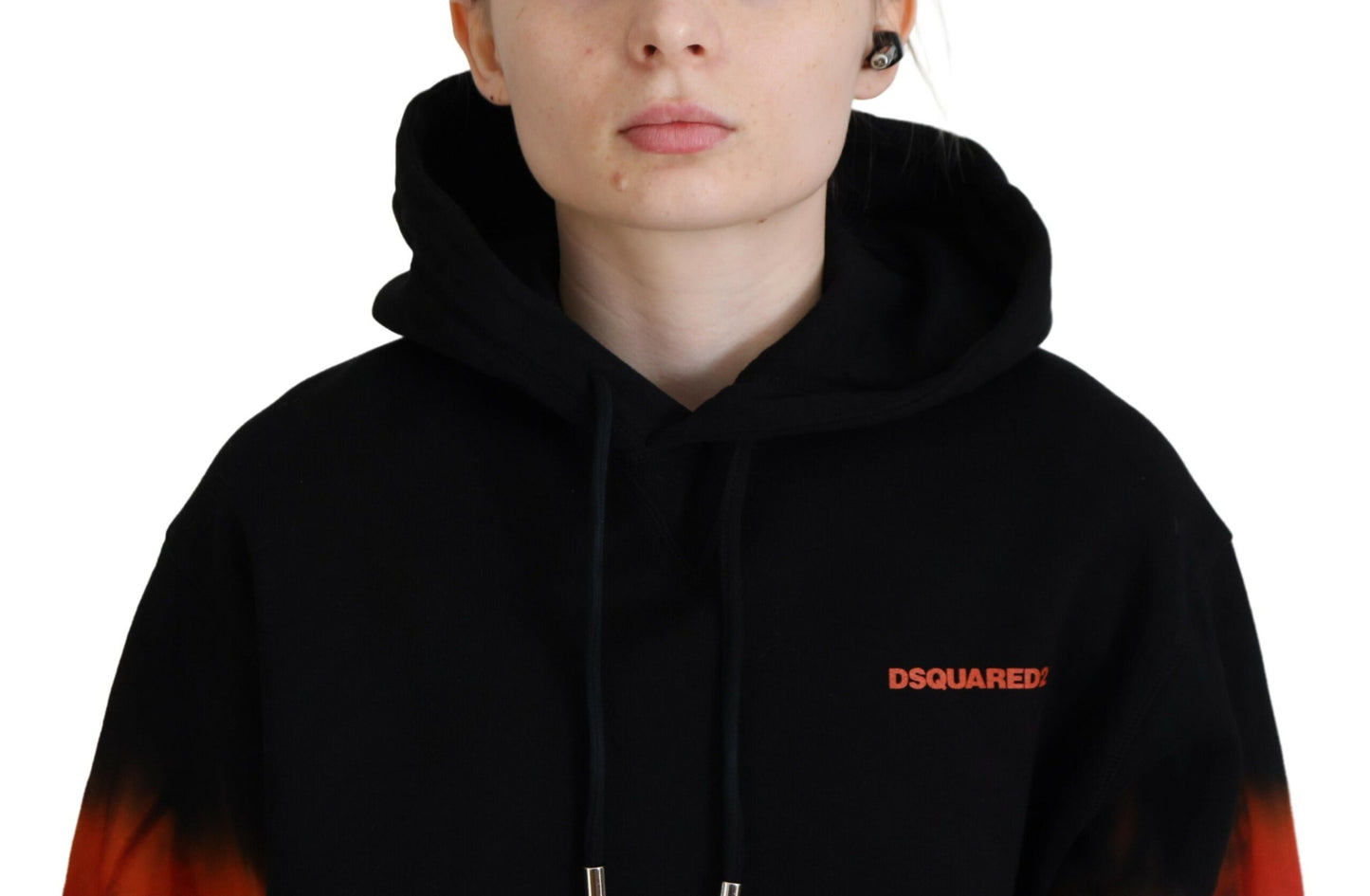 Dsquared² Black Red Dye Cotton Hoodie Sweatshirt Sweater