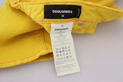 Dsquared² Yellow Cotton Low Waist Cropped Jennifer Denim Jeans