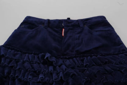 Dsquared² Blue Ruffles HighWaist Cotton Denim Boston Fit Pants