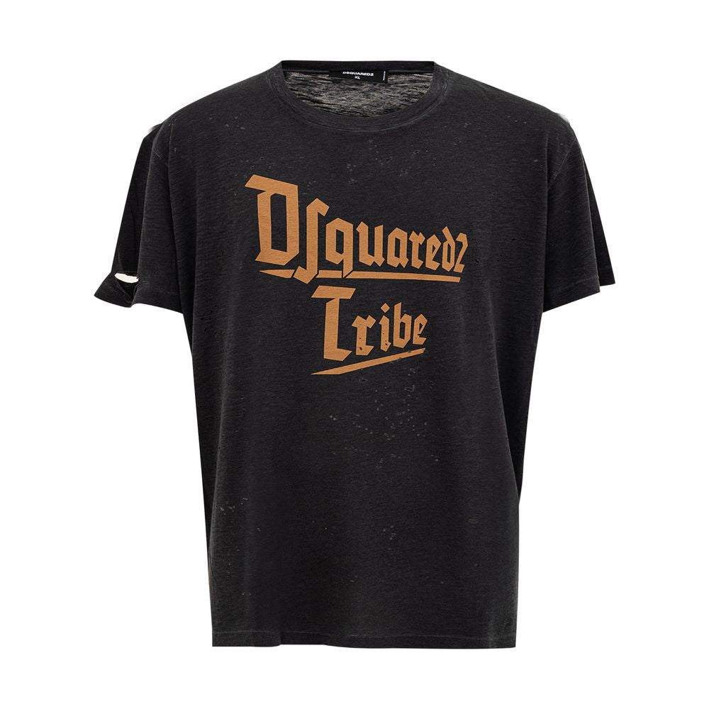 Dsquared² Sleek Black Cotton Tee for the Modern Man