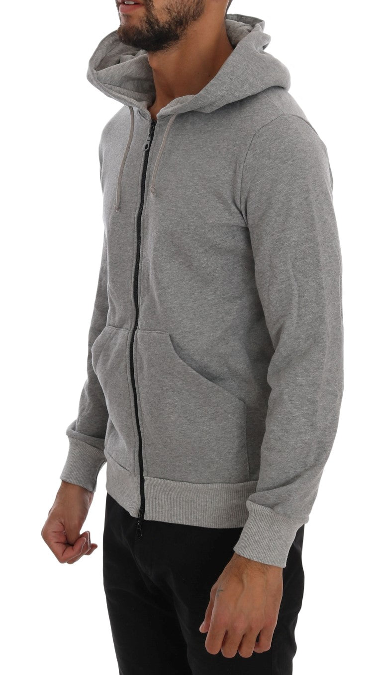 Daniele Alessandrini Chic Gray Full-Zip Cotton Hoodie