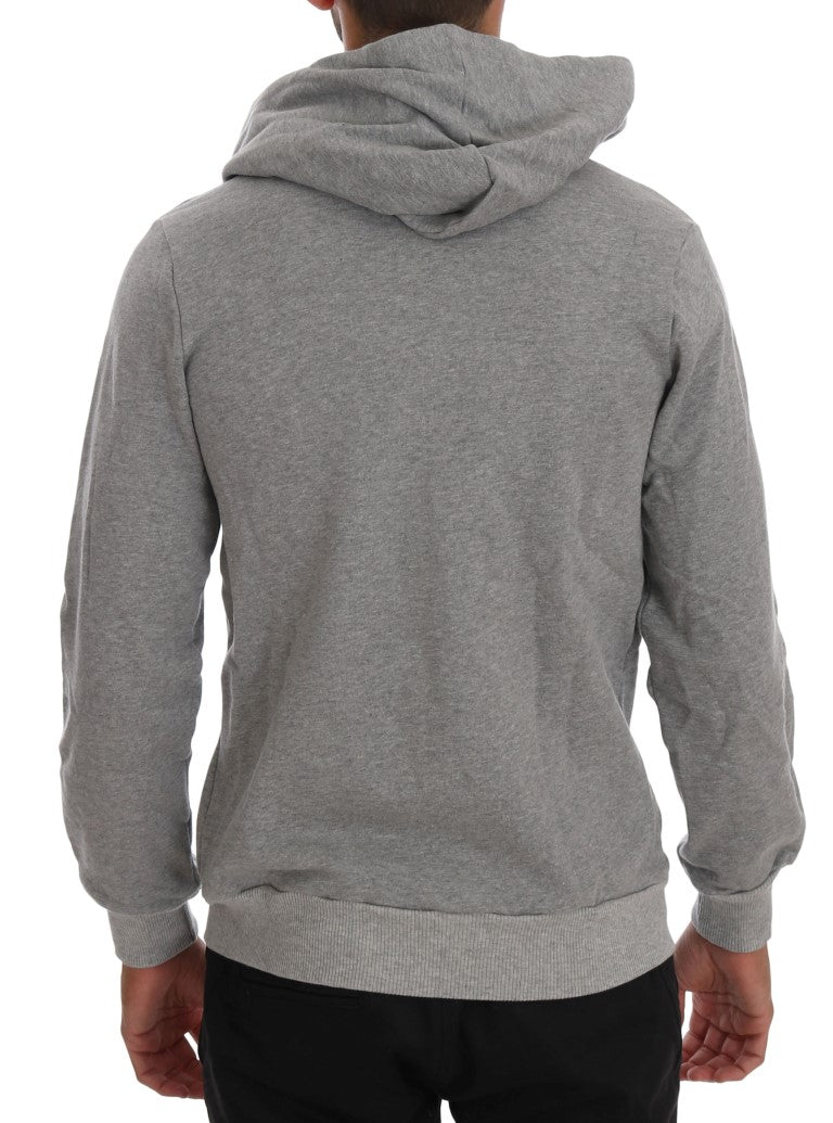 Daniele Alessandrini Chic Gray Full-Zip Cotton Hoodie