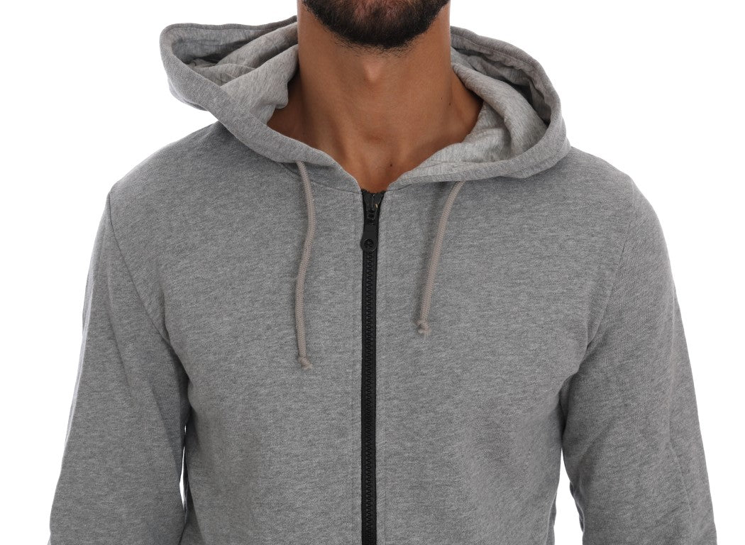 Daniele Alessandrini Chic Gray Full-Zip Cotton Hoodie