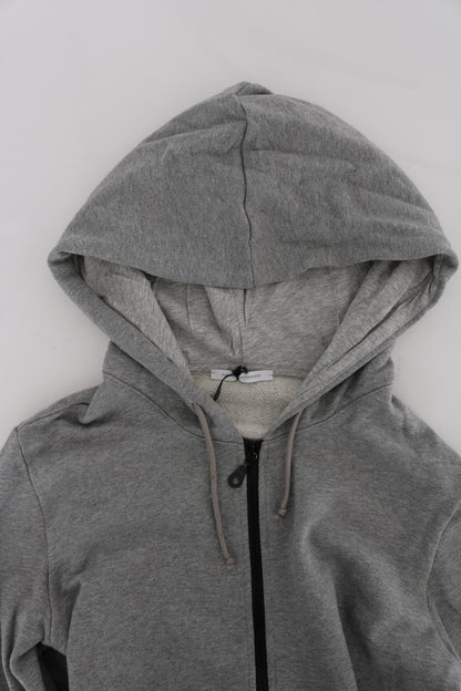 Daniele Alessandrini Chic Gray Full-Zip Cotton Hoodie