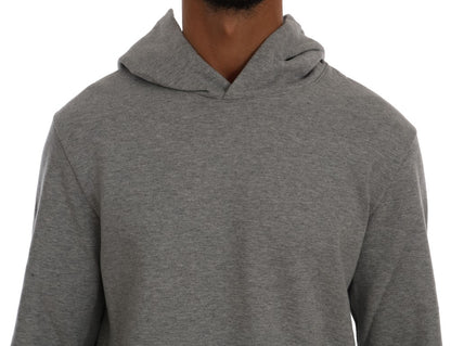 Daniele Alessandrini Sophisticated Gray Cotton Hooded Sweater