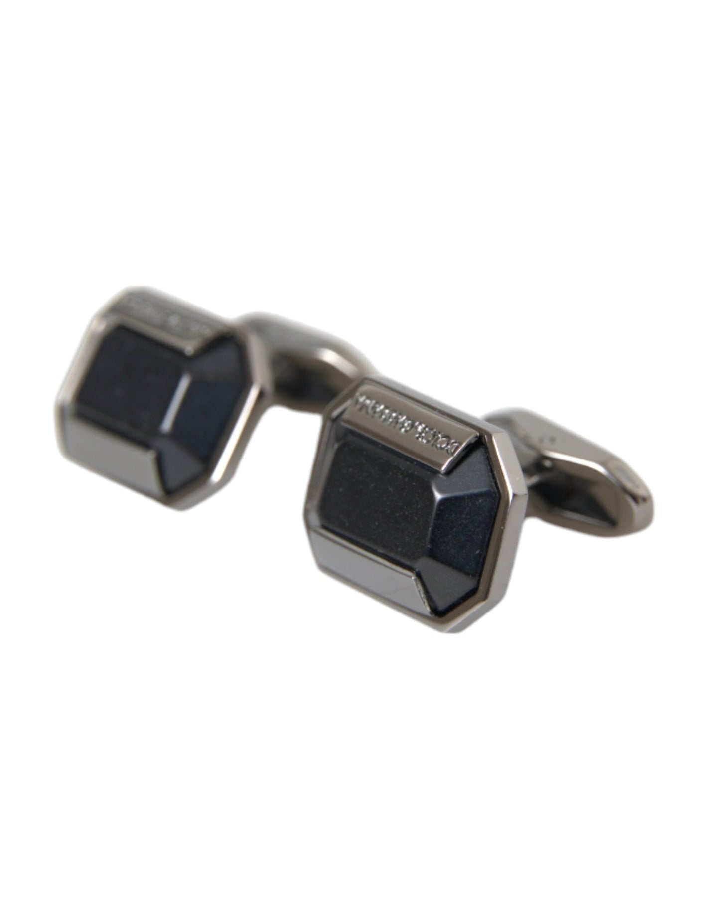 Dolce & Gabbana Silver Plated Brass Pin Crystal Cufflinks