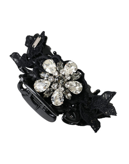 Dolce & Gabbana Black Plastic Crystal Jewelry Brooch Hair Pin