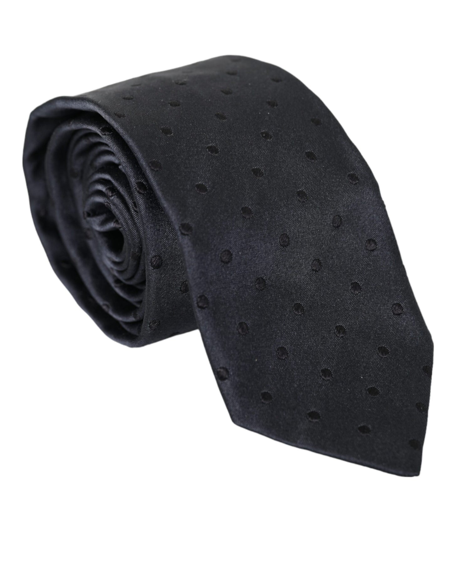 Dolce & Gabbana Dark Blue Dotted Silk Adjustable Tie