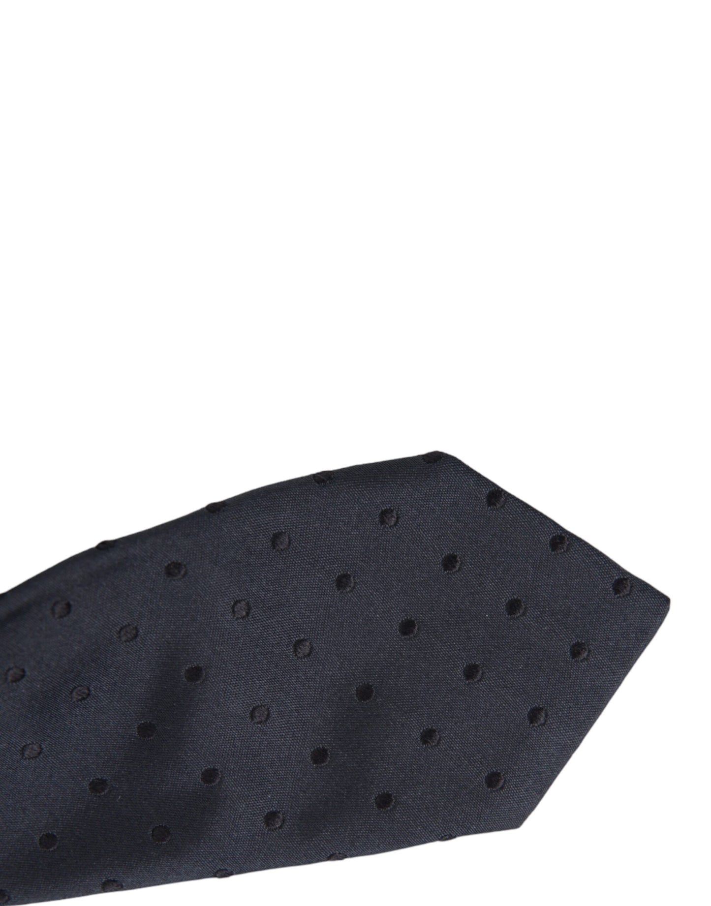 Dolce & Gabbana Dark Blue Dotted Silk Adjustable Tie