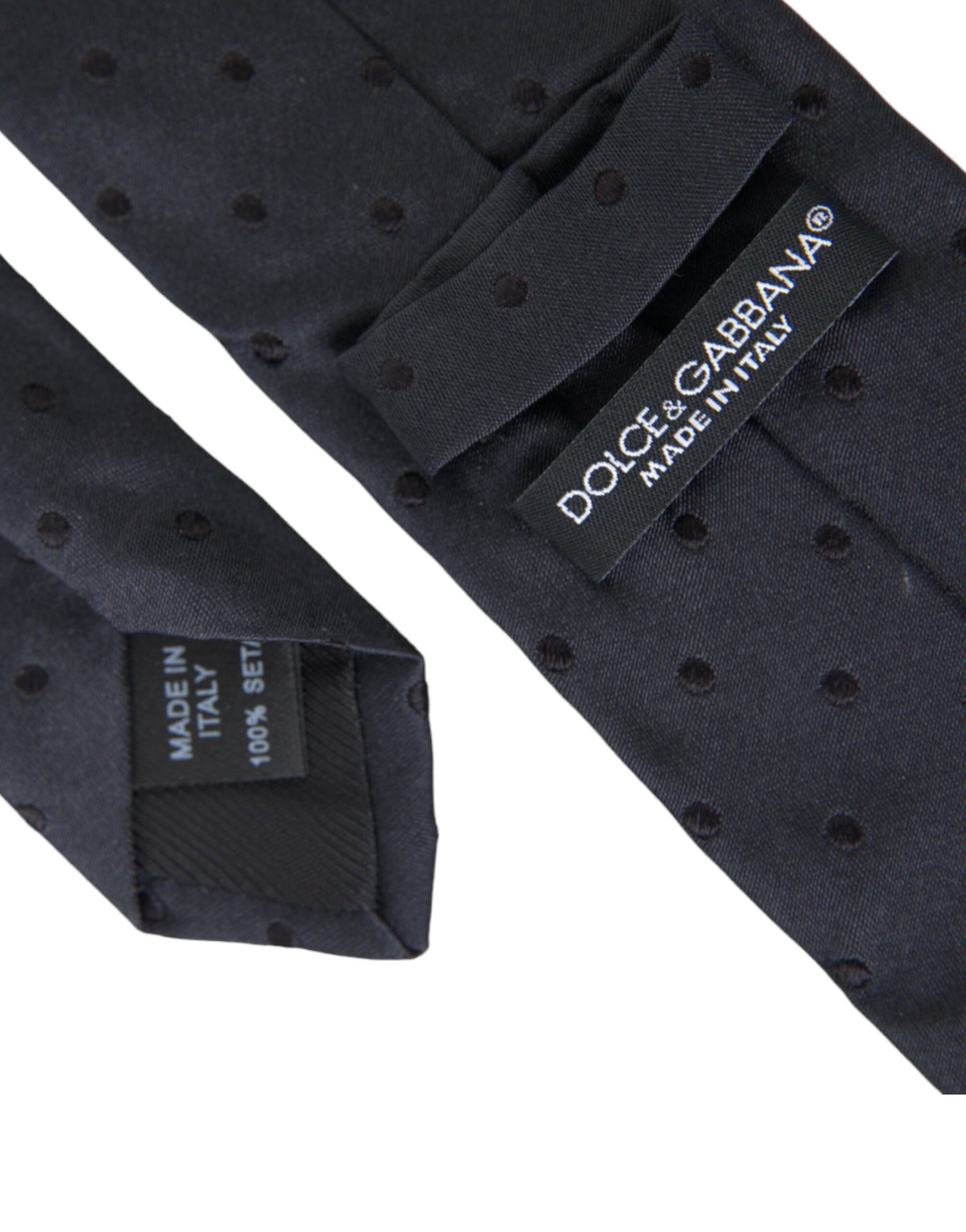 Dolce & Gabbana Dark Blue Dotted Silk Adjustable Tie