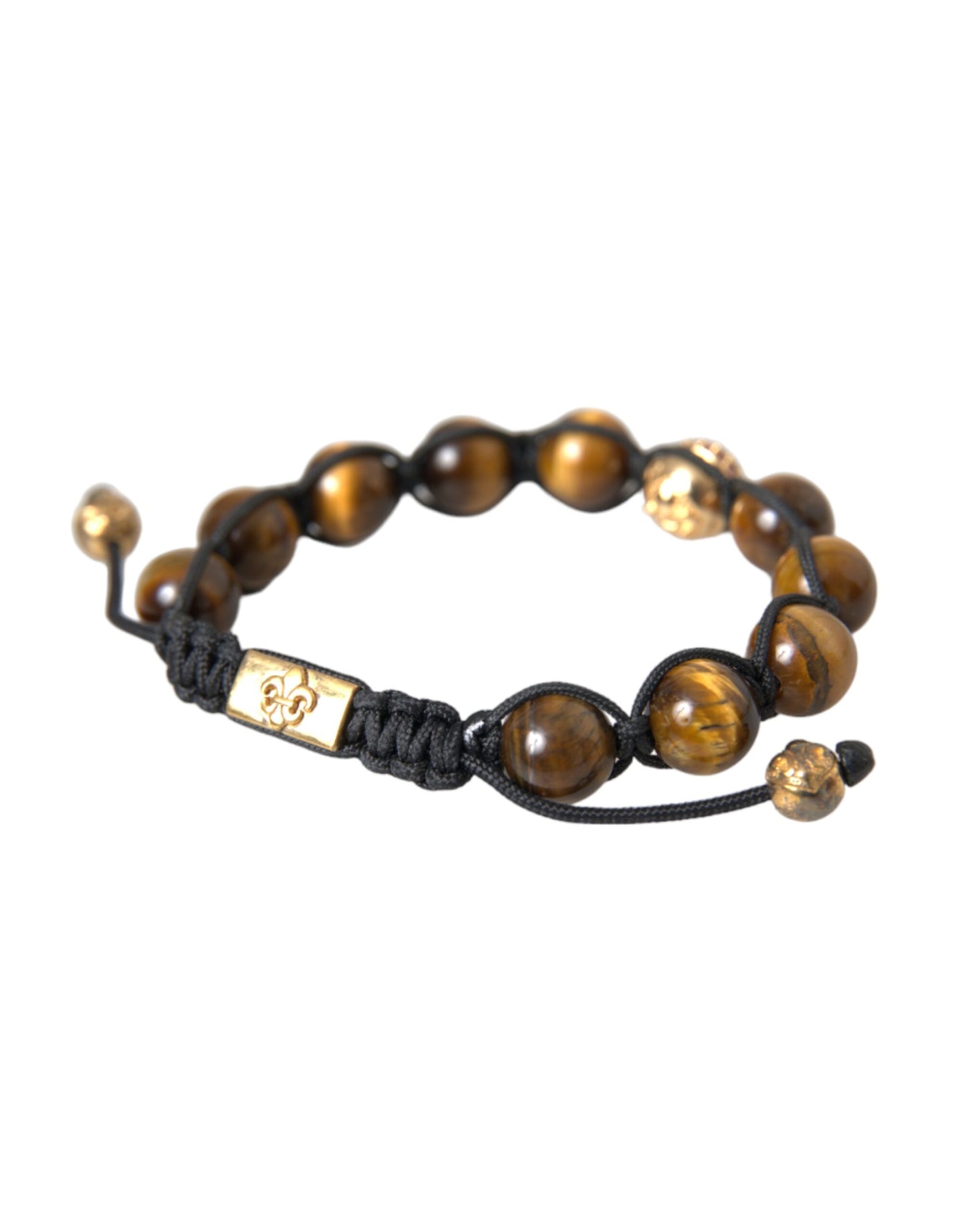 Nialaya CZ Brown Tigers Eye 925 Silver Bracelet Mens