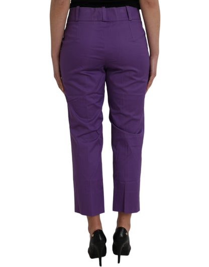 BENCIVENGA Purple Cotton MidWaist Straight Cropped Pants