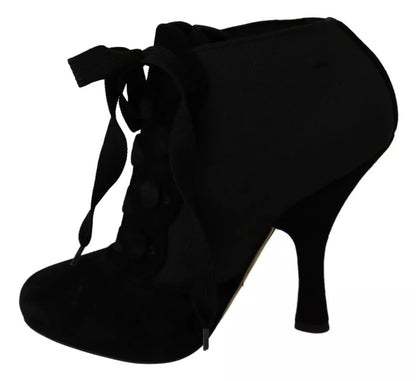 Dolce & Gabbana Black Suede Stretch Ankle Boots Booties Shoes