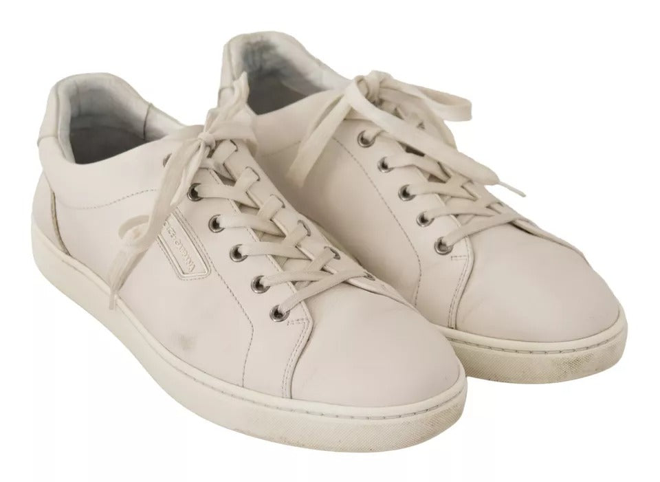 Dolce & Gabbana White Casual Leather Logo Men Sneakers Shoes