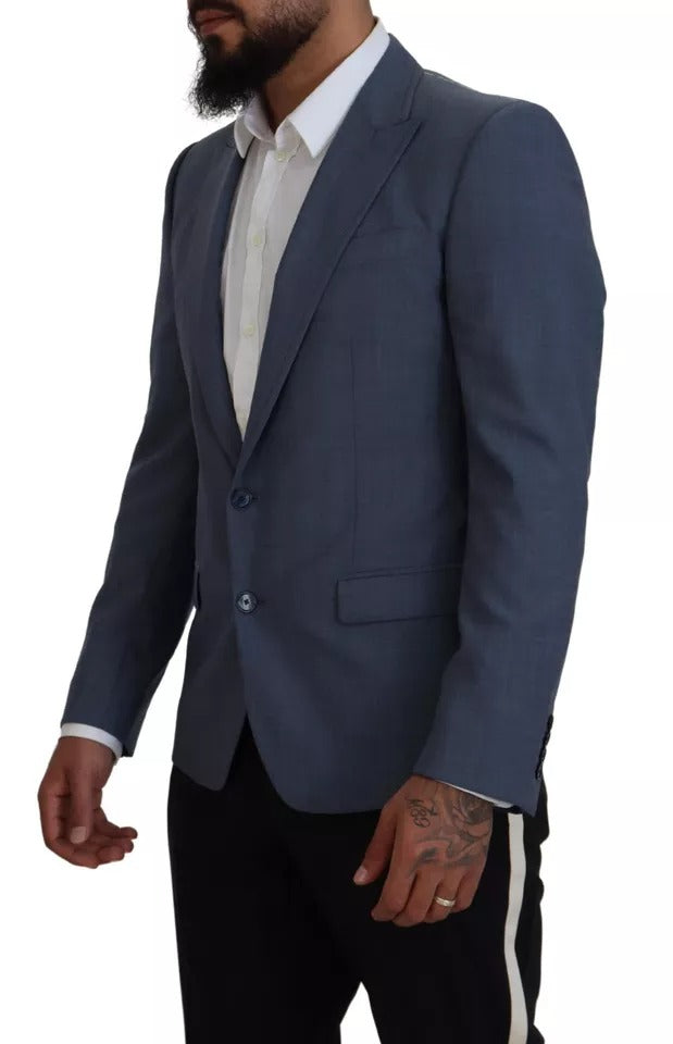 Dolce & Gabbana Blue Wool Stretch Slim Fit Jacket Blazer