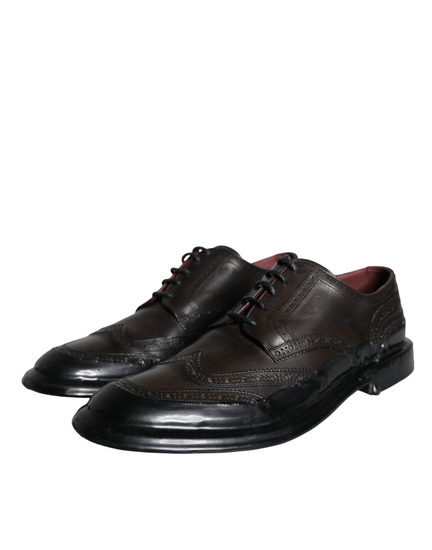 Dolce & Gabbana Black Leather Oxford Wingtip Formal Men Shoes