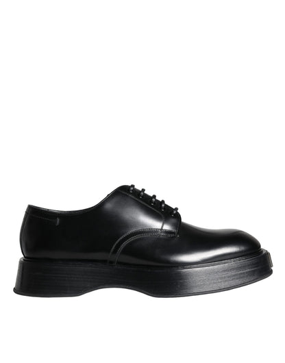 Dolce & Gabbana Black Calf Leather Derby Formal Dress Shoes