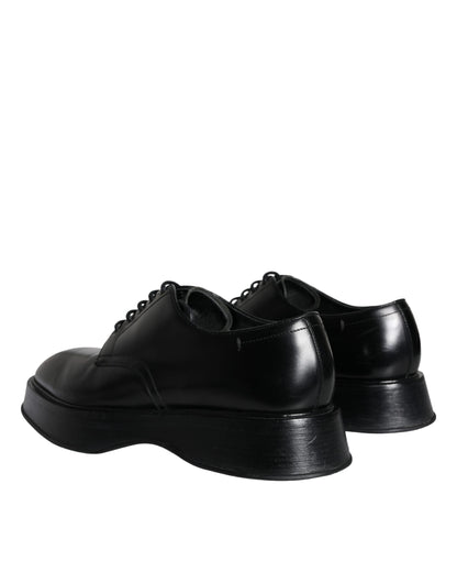 Dolce & Gabbana Black Calf Leather Derby Formal Dress Shoes