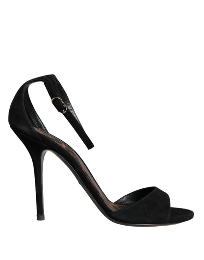 Dolce & Gabbana Black KEIRA Heels Ankle Strap Sandals Shoes