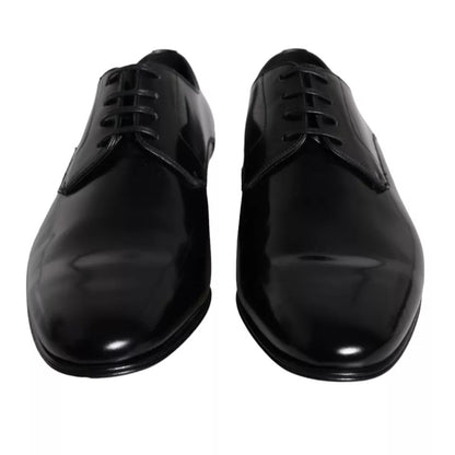 Dolce & Gabbana Black Calf Leather Derby Men Dress Shoes