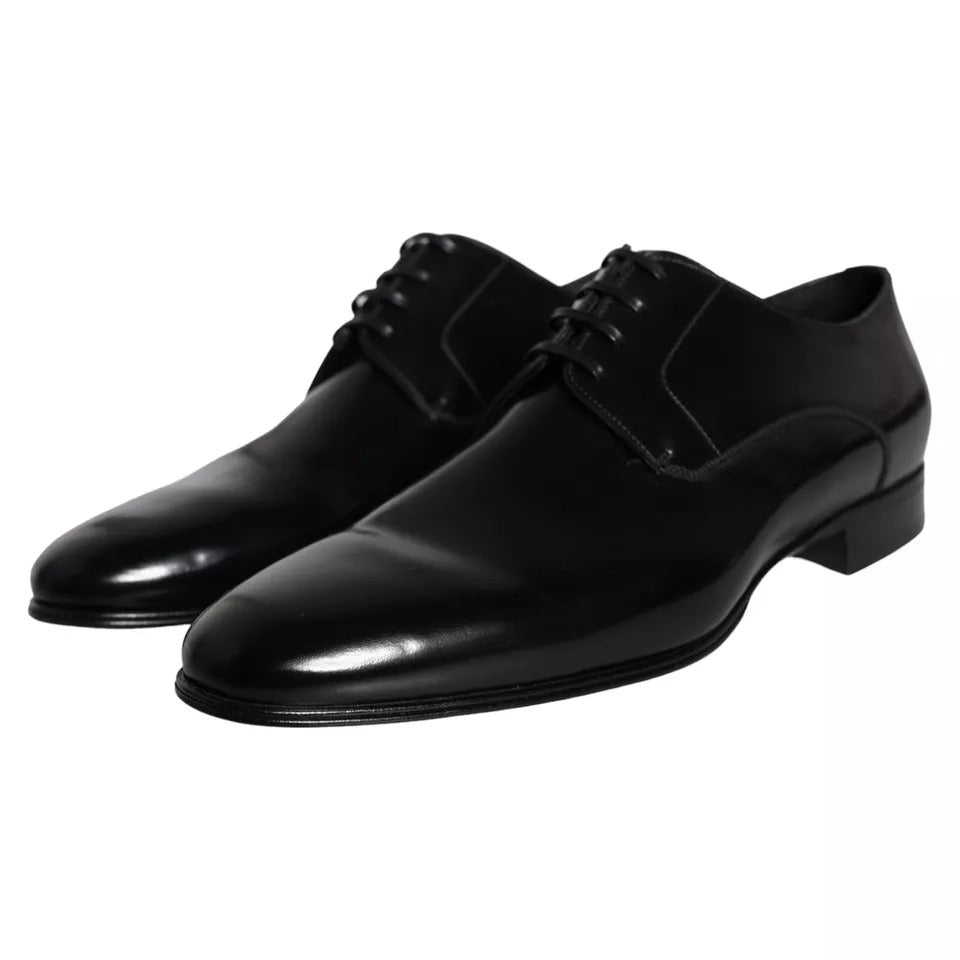 Dolce & Gabbana Black Calf Leather Derby Men Dress Shoes