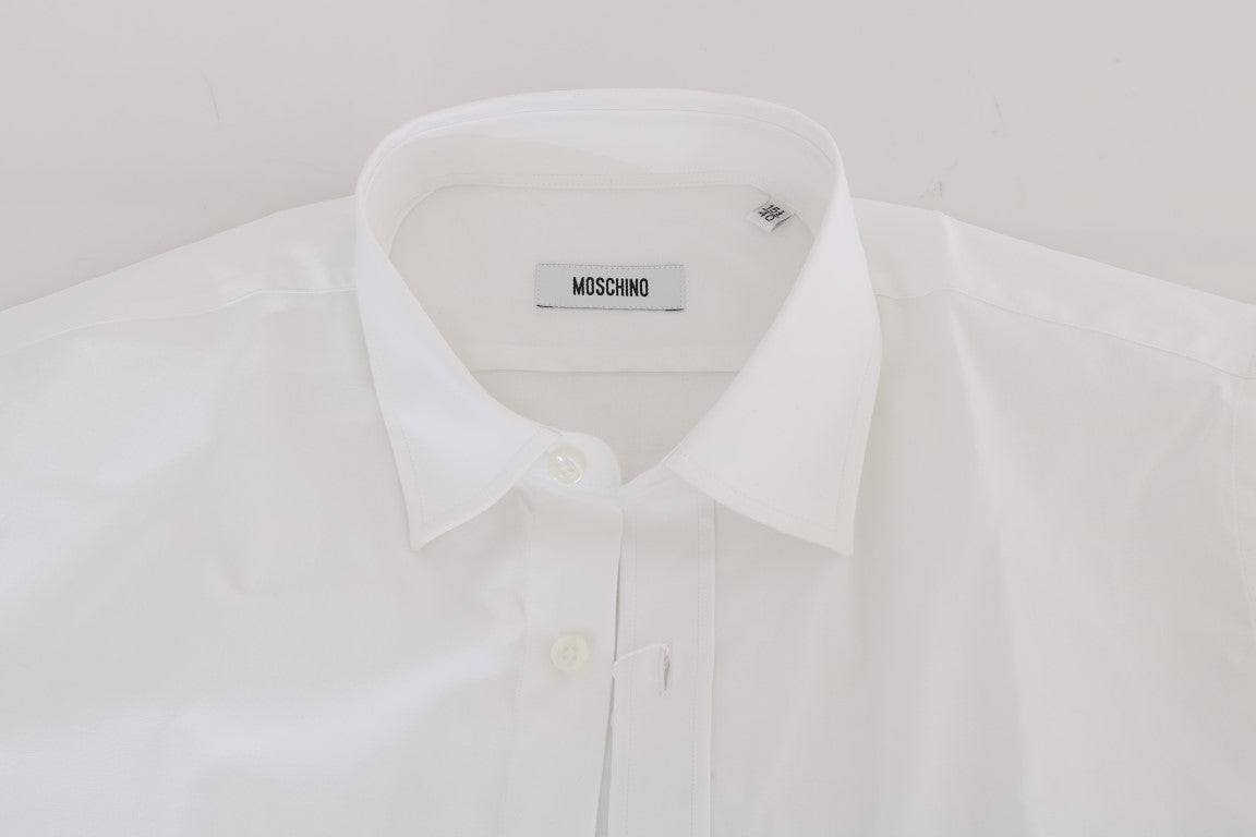 Moschino Elegant White Slim-Fit Cotton Shirt