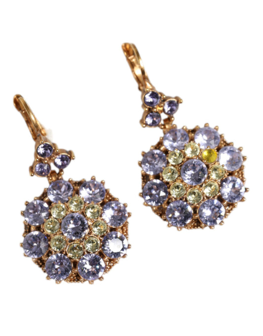 Dolce & Gabbana Gold Brass Crystal SICILY Clip Jewelry Dangling Earrings