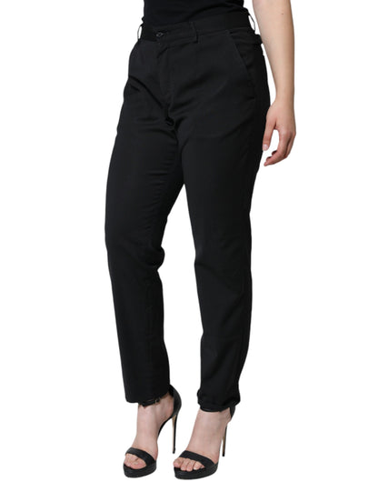 Dolce & Gabbana Black Polyester High Waist Tapered Pants