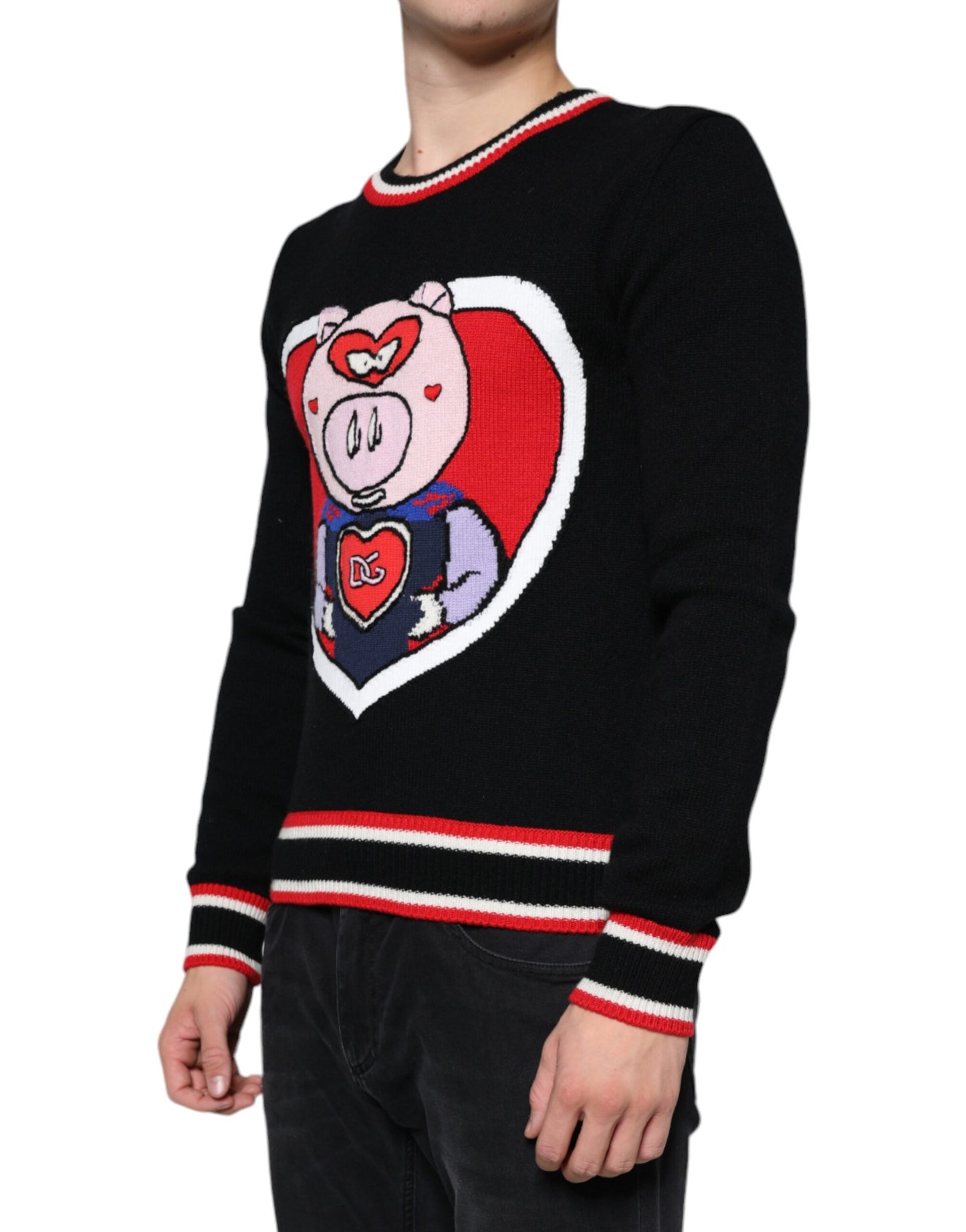 Dolce & Gabbana Black Cashmere Pig of the Year Pullover Sweater