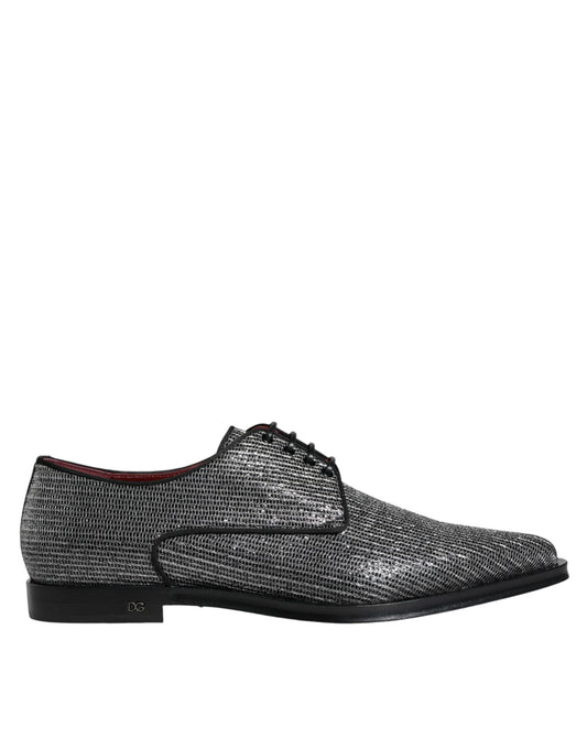 Dolce & Gabbana Silver Polyurethane Derby Formal Dress Shoes