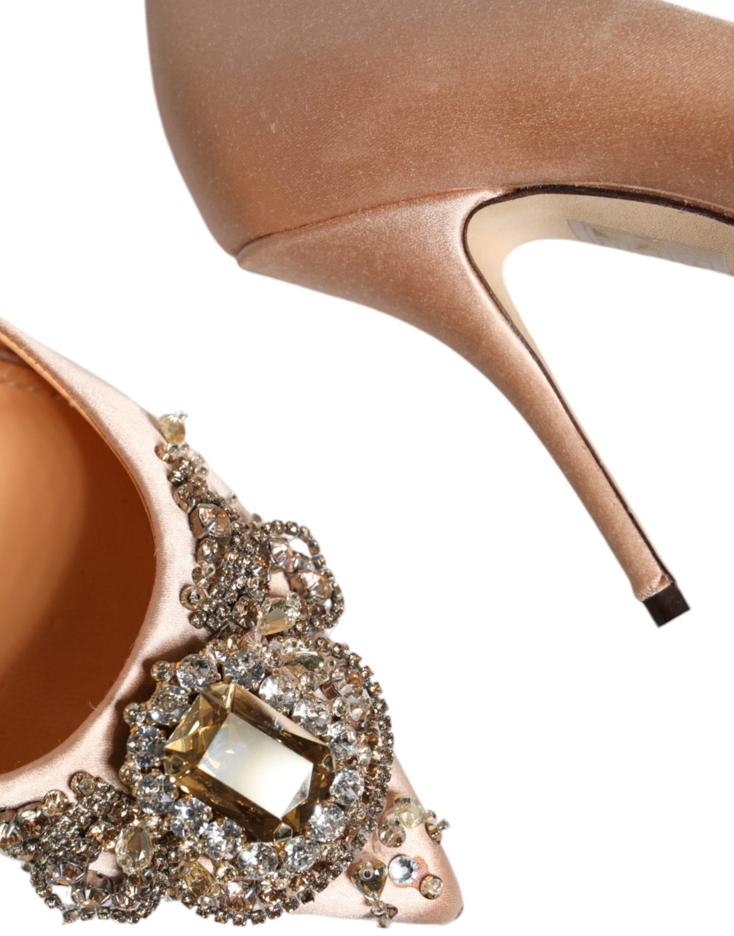 Dolce & Gabbana Beige Satin Crystal High Heels Pumps Shoes