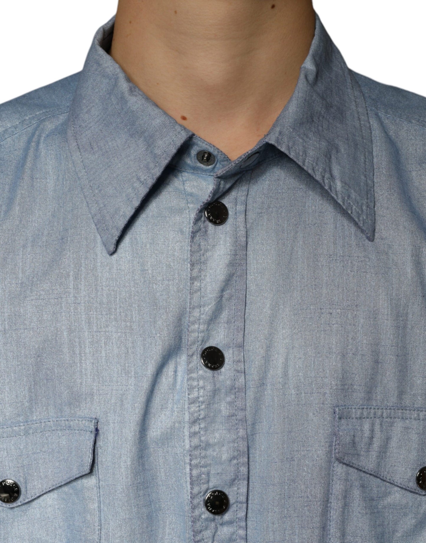 Dolce & Gabbana Light Blue Cotton Button Down Casual Shirt