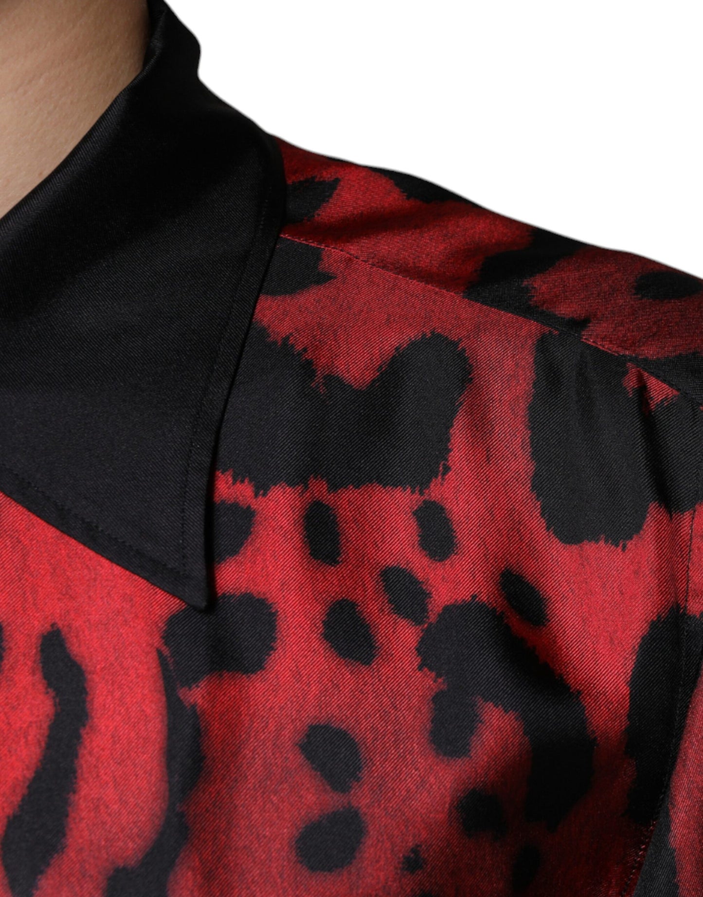 Dolce & Gabbana Red Leopard Silk Button Down Casual Shirt